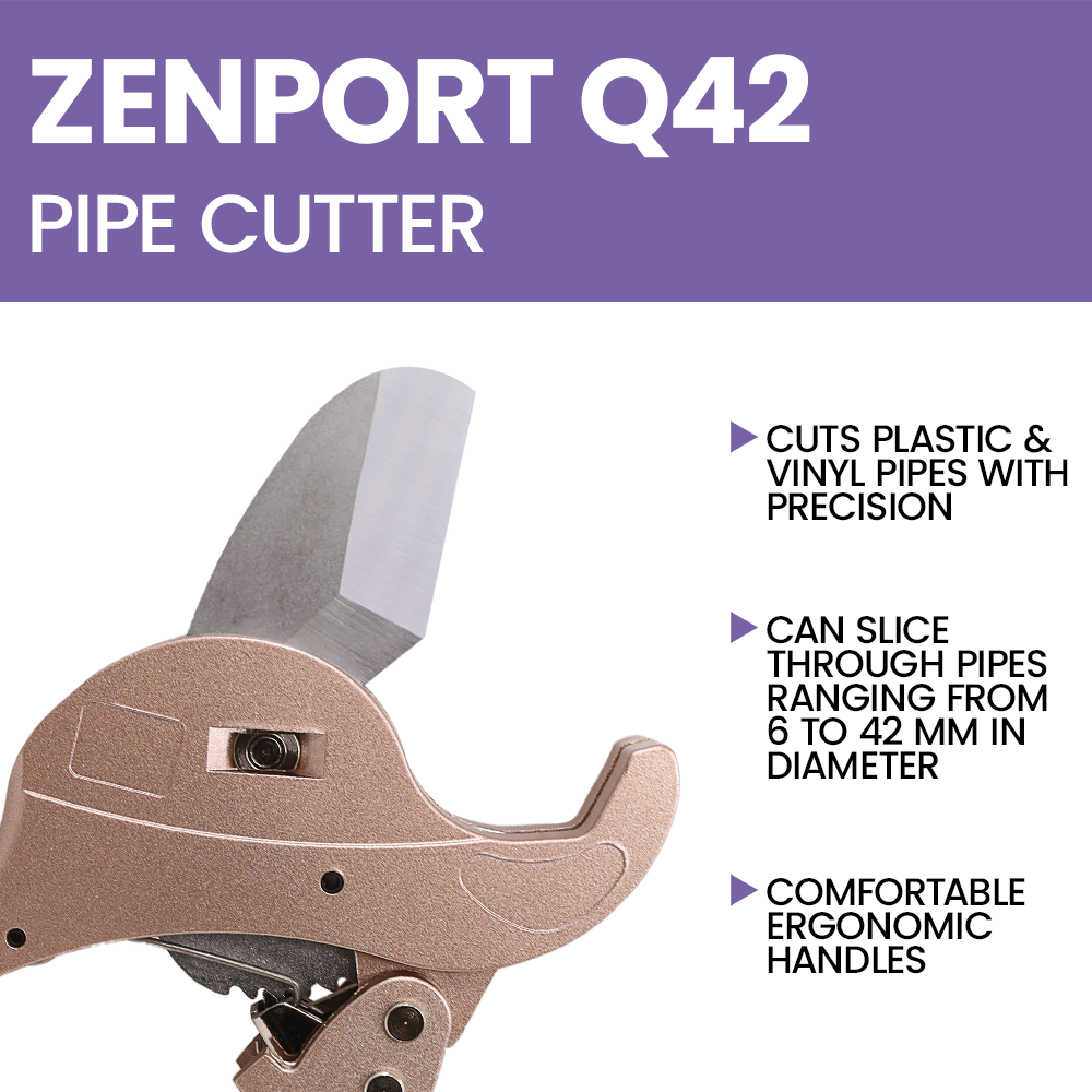 Zenport Q42 PVC Pipe Cutter - Cuts up to 42mm (1.65in), Beige