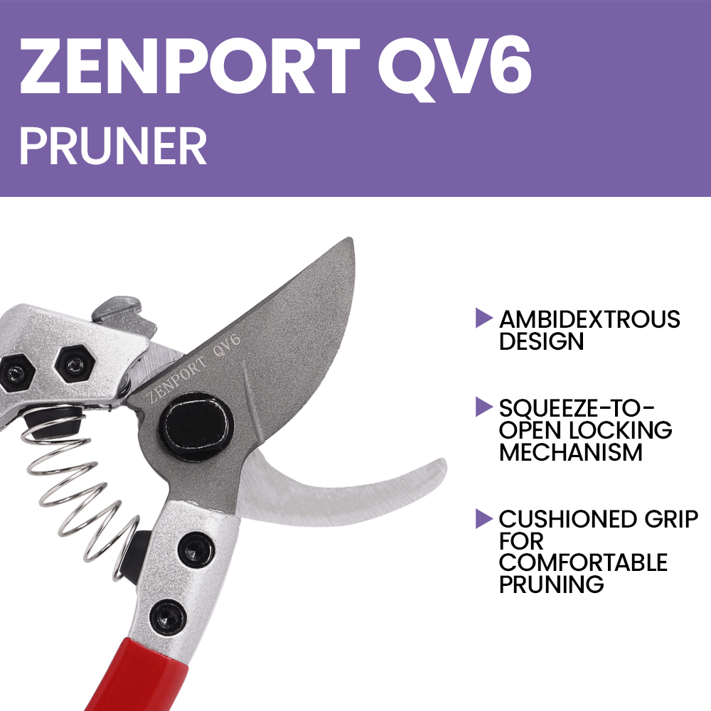 Zenport QV6 Premium Pruning Shear, 6-Inch, Red