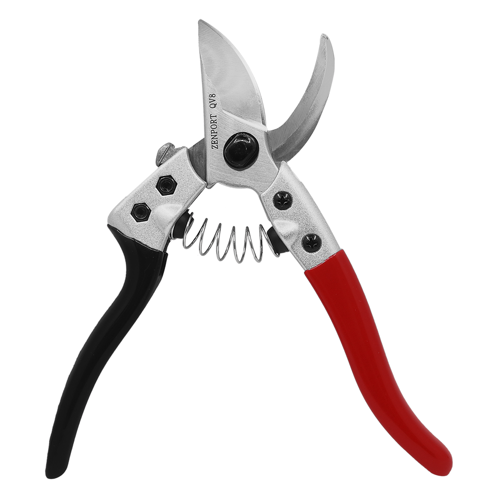 Podadora profesional cromada Zenport QV8 Serie Q V8, negra/roja