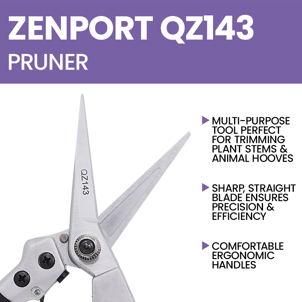 Zenport QZ143 Pruner Hoof Trimmer, Floral Bunch Cutter, 8-Inch, Black