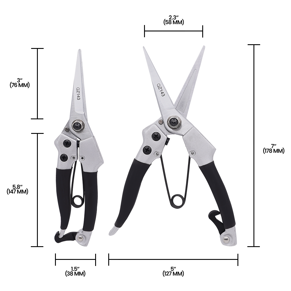 Zenport QZ143 Pruner Hoof Trimmer, Floral Bunch Cutter, 8-Inch, Black