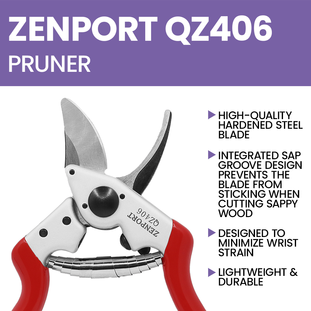 Podadora profesional pequeña Zenport QZ406 Euro Style, roja