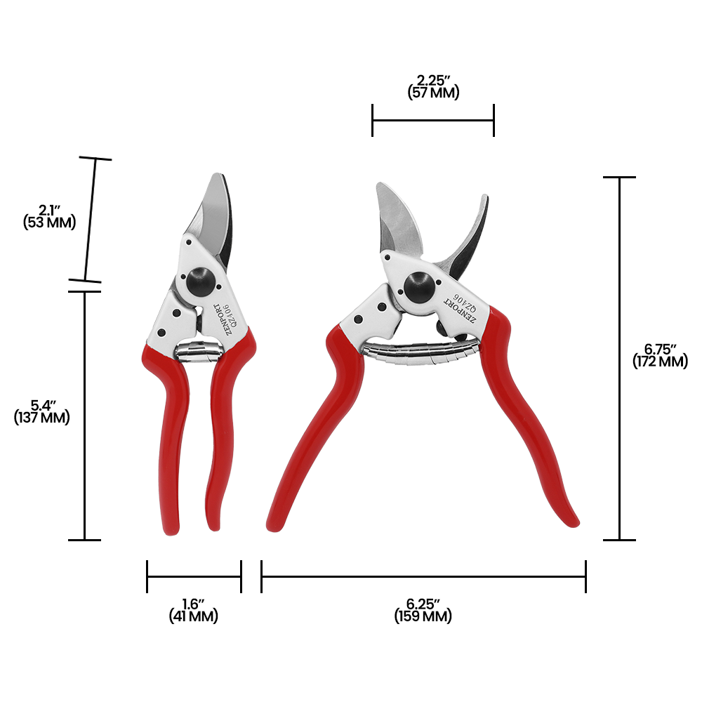 Podadora profesional pequeña Zenport QZ406 Euro Style, roja