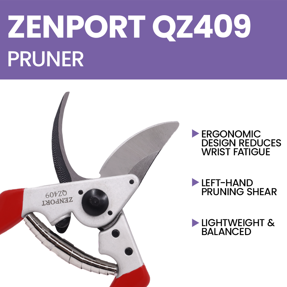 Tijeras de podar profesionales Zenport QZ409 para zurdos, hojas de 2 pulgadas, color rojo