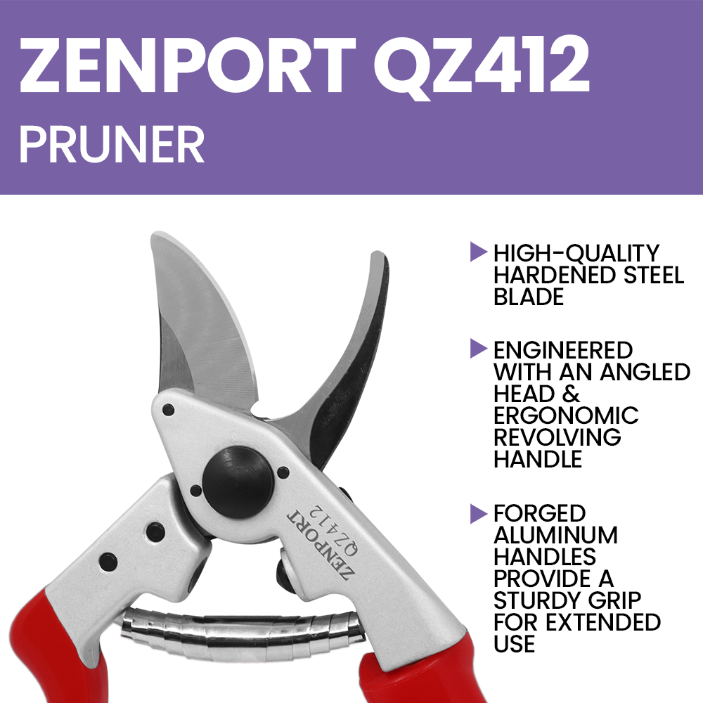 Zenport QZ412 Small Rotating Professional Pruner, 1.5 Inch Blades, Red