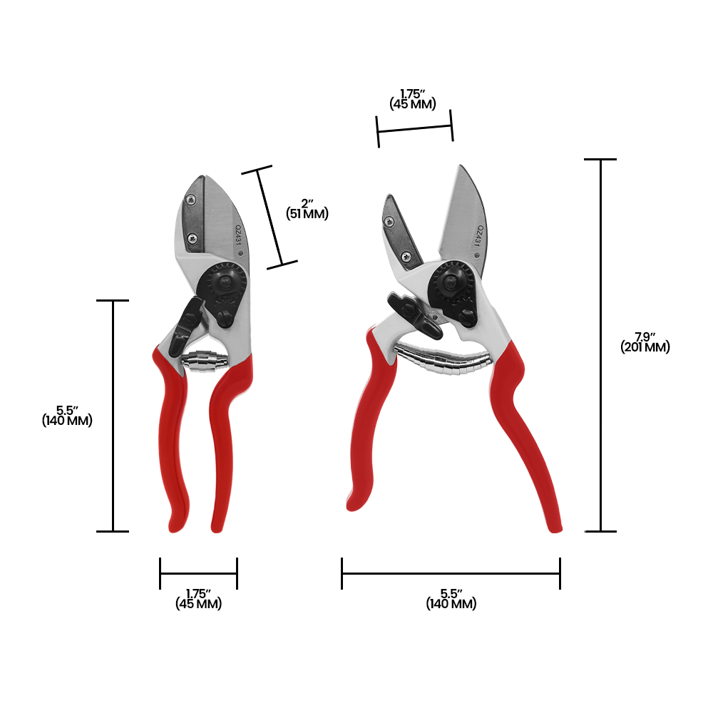 Zenport QZ431 Anvil Professional Pruner, 8.3-Inch, 1.75 Inch Blades, Red