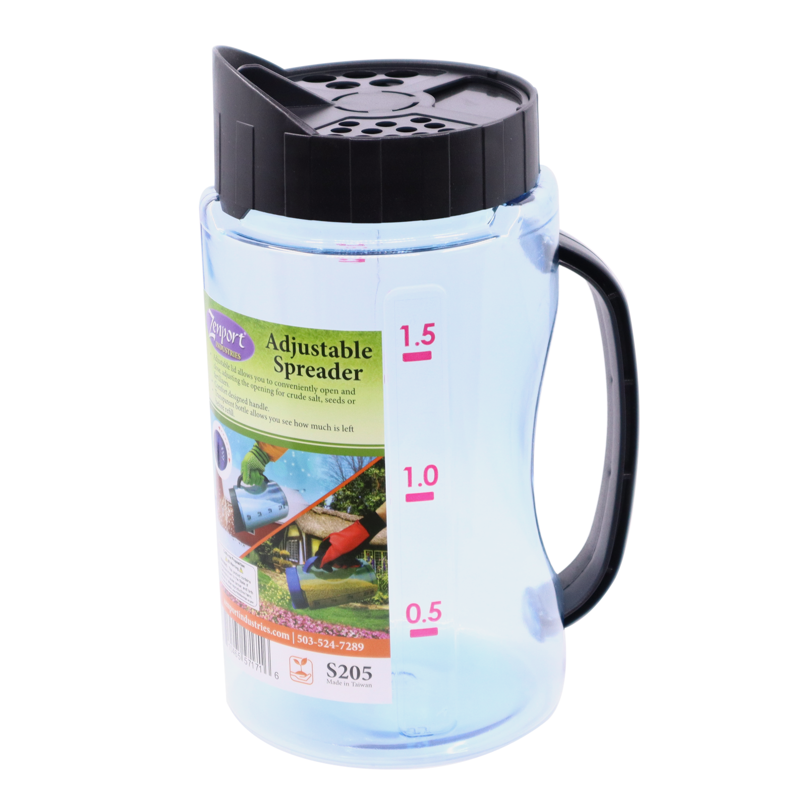 Zenport S205 Adjustable Spreader for Salt, Seeds, and Fertilizer, Clear