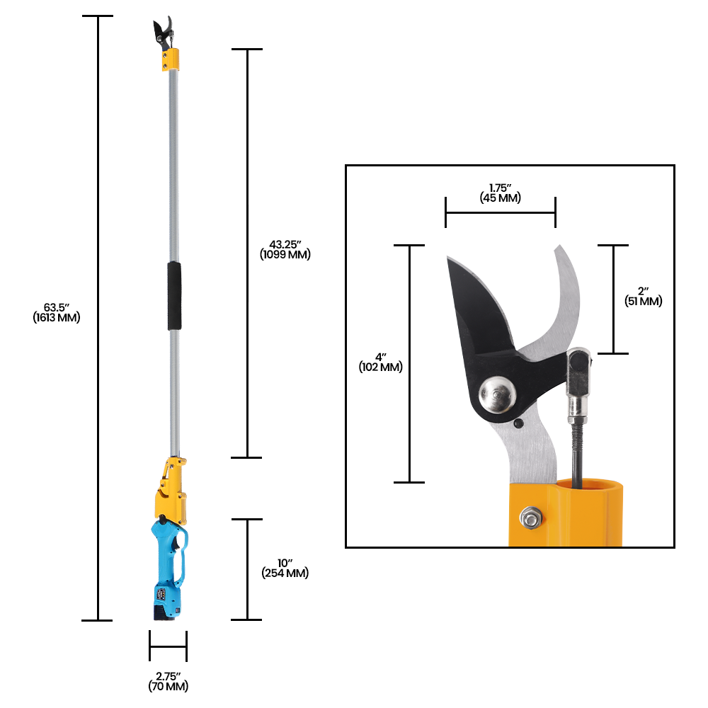 Zenport SC3116 63.5" Long Reach Compact Cordless Pruner, .75-Inch Cut
