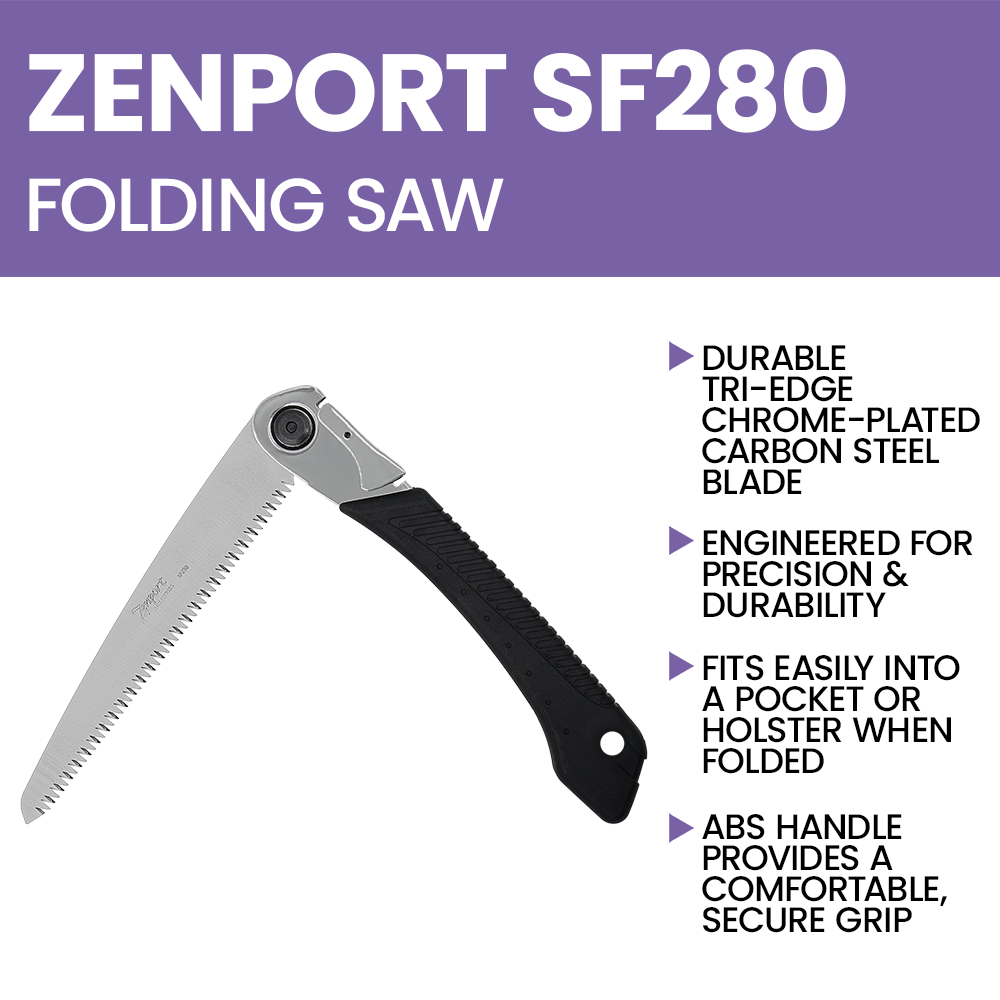Zenport SF280 Folding Saw, 10.5 Inch Carbon Steel Blade, Black