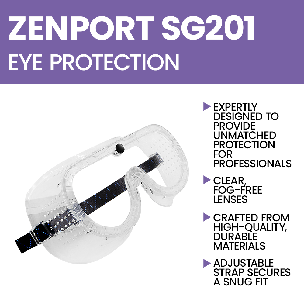 Gafas de seguridad antisalpicaduras Zenport SG201, transparentes