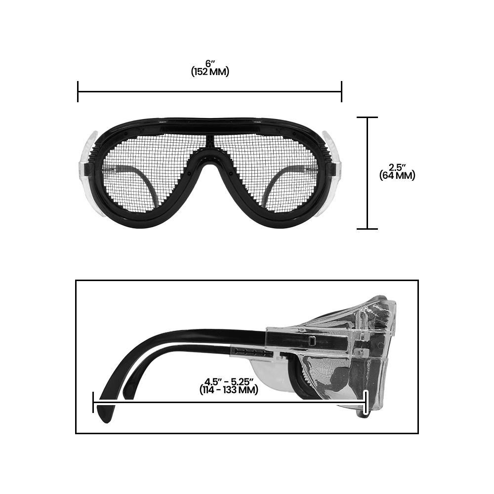 Zenport SG2635 Adjustable Scratch and Fog Free Wire Mesh Safety Glasses, Black
