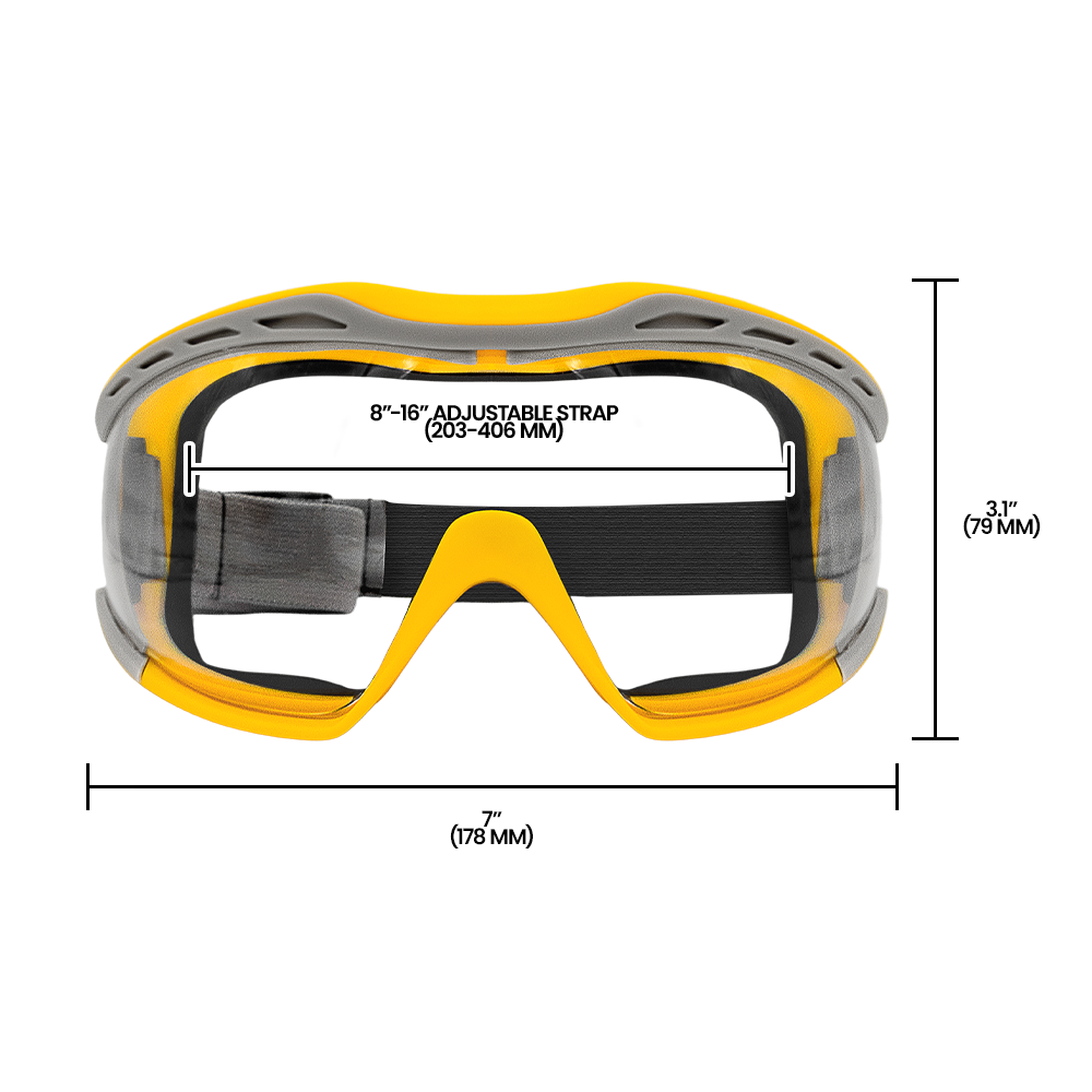 Zenport SG274 Safety Goggles Clear Lens, Flex Seal, Yellow, Yellow