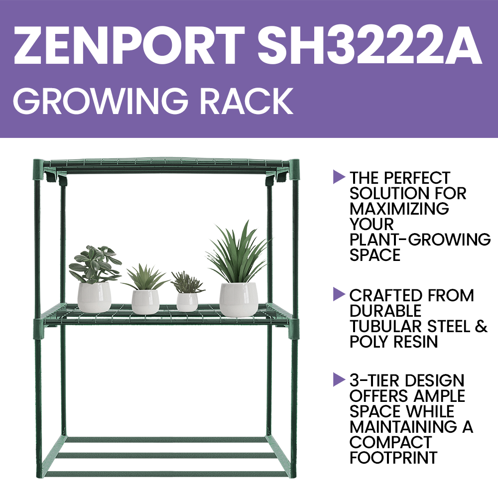 Zenport SH3222A 3-Tier Greenhouse Plant Growing Rack