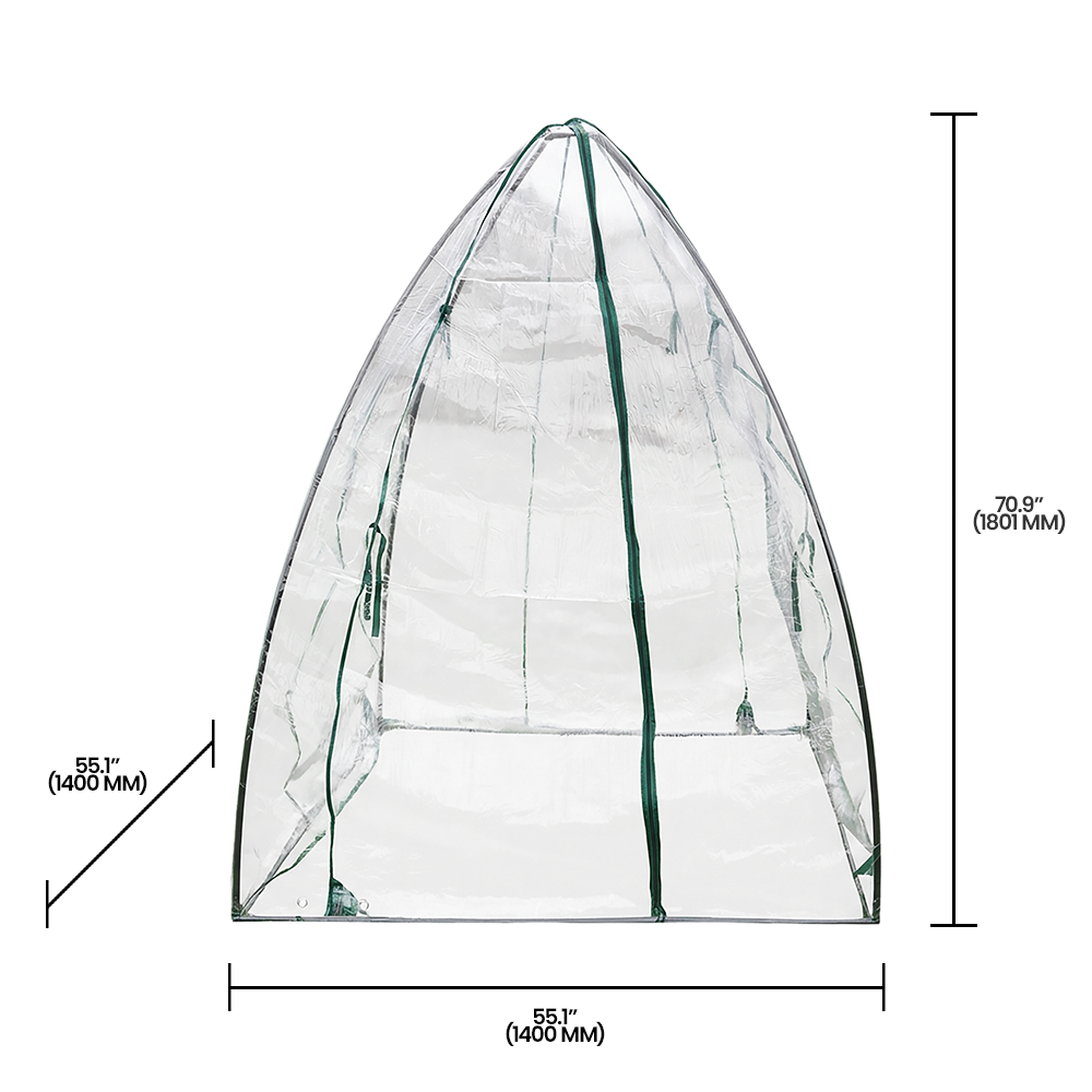 Zenport SH3287 Steel Frame Winter Garden Tent, 55.1"x55.1"x70.9", Green
