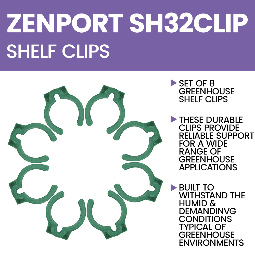 Zenport SH32Clip Greenhouse Shelf Clips (Set of 8), Green