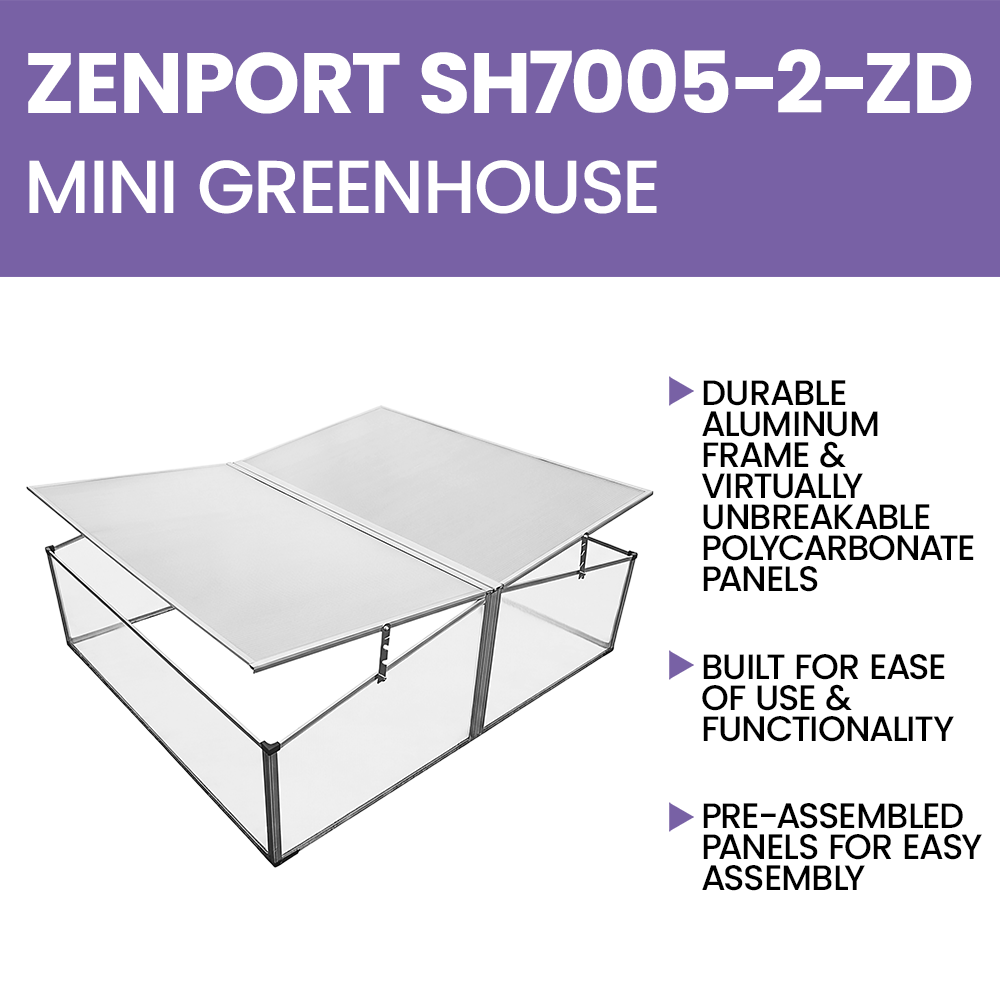Zenport SH7005-2-ZD Double-Wide Folding Aluminum Cold Frame Greenhouse