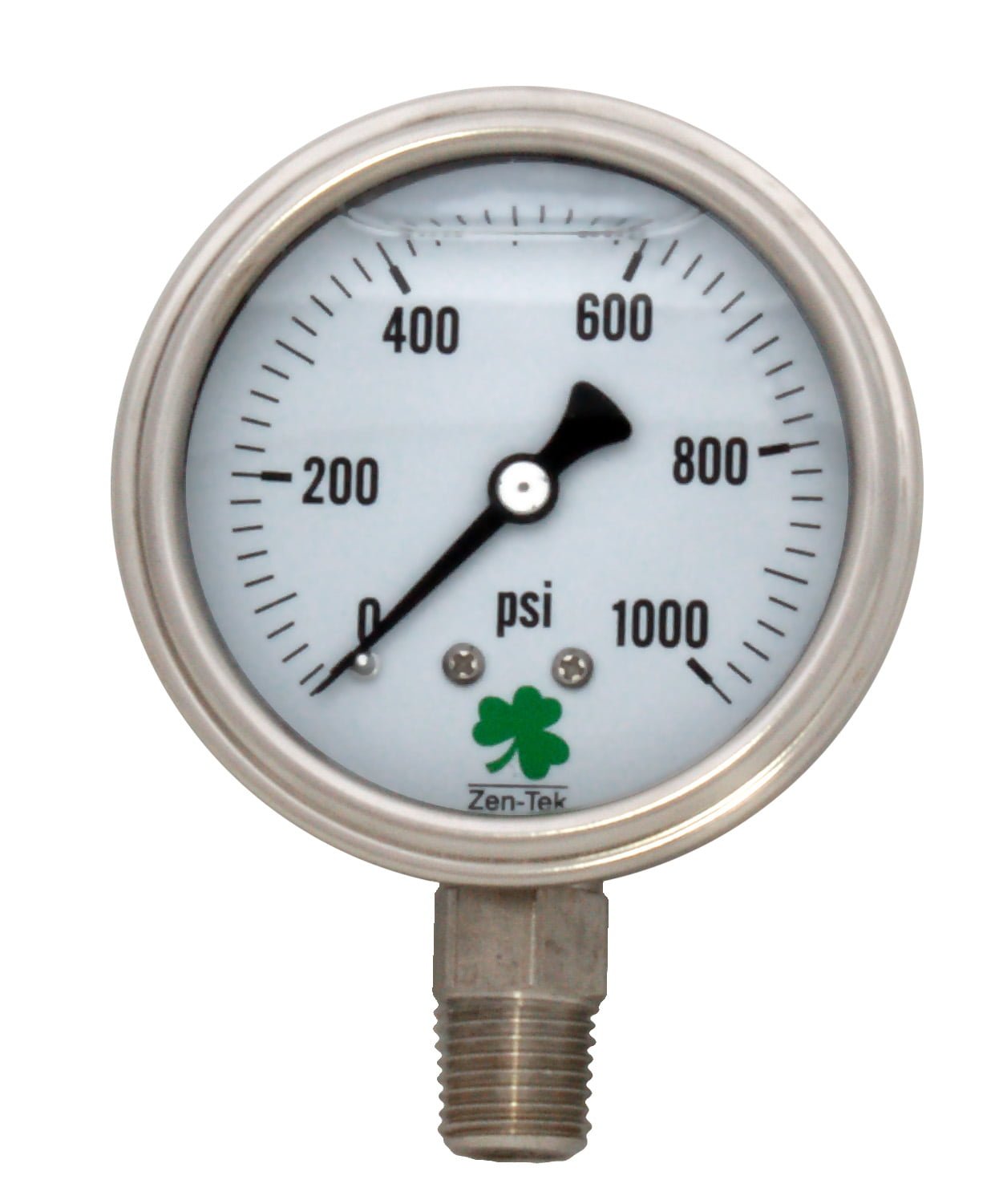 Zenport SSLPG1000 Premium Glycerin Filled Pressure Gauge, 1000 PSI, Silver