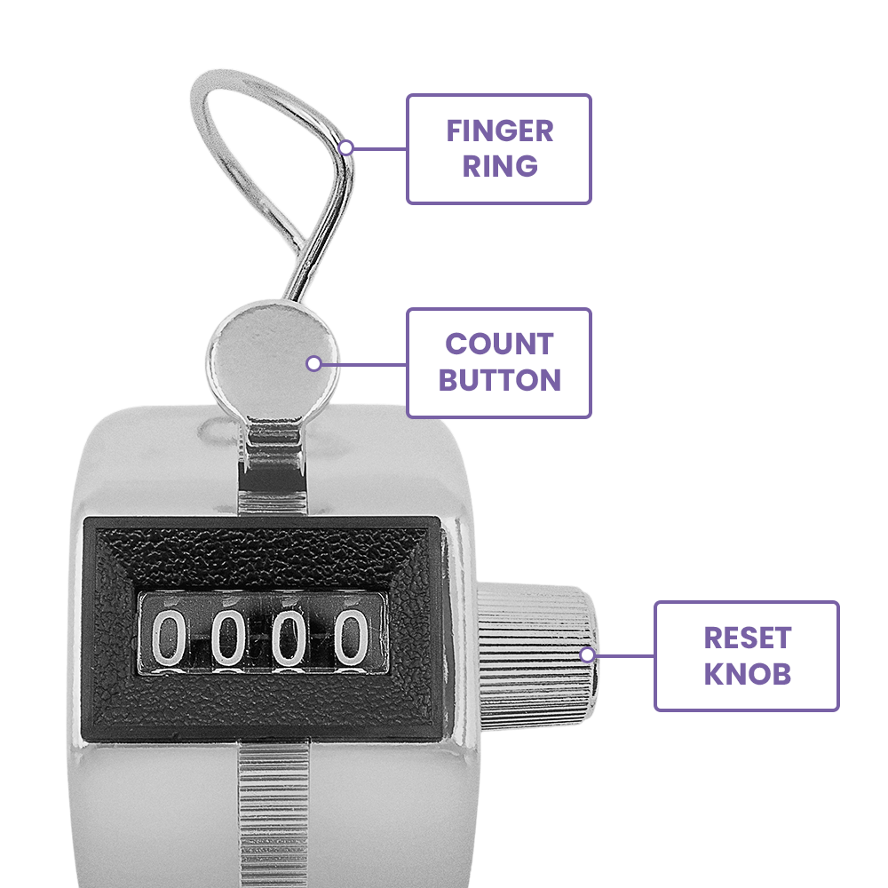 Zenport TC122 Hand Tally Counter, Silver