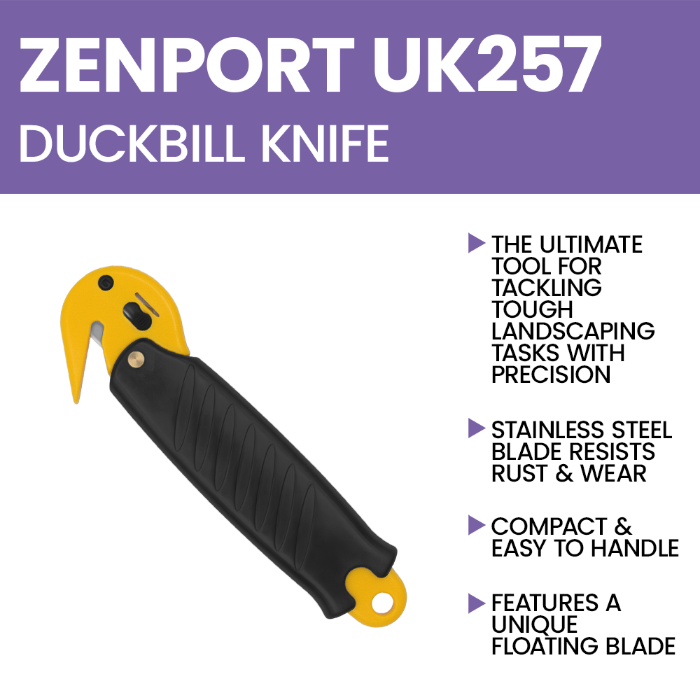 Zenport UK257 Duckbill Knife Deluxe Landscape Plastic And WeedBlock Fabric Cutter