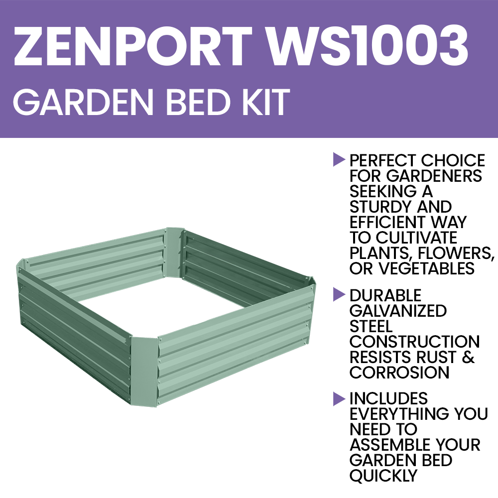 Zenport WS1003 Raised Garden Bed Kit, Green (39.4"x39.4"x11.8"), Green