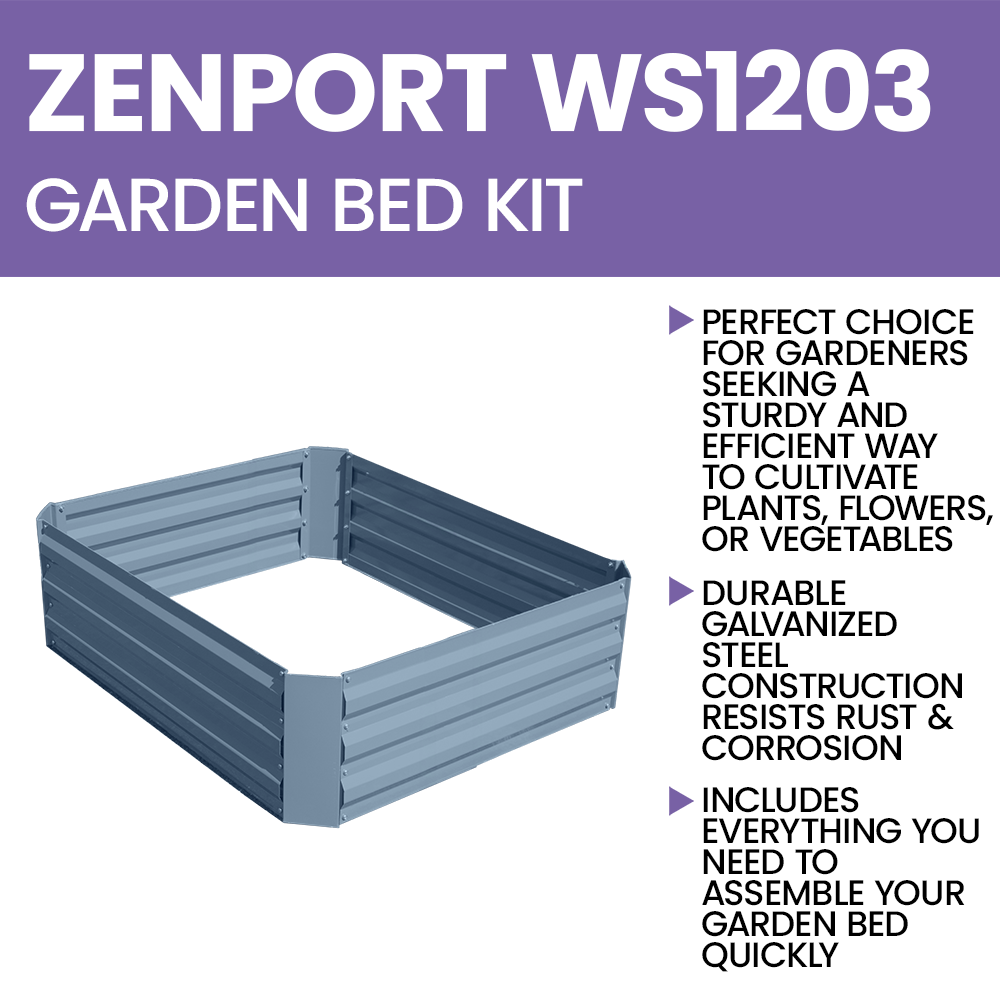 Zenport WS1203 Raised Garden Bed Kit, Gray (47.3"x35.4"x11.8"), Gray