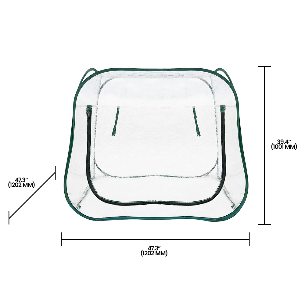 Zenport WS3241 Pop-Up Greenhouse (47.3"x47.3"x39.4"), Green