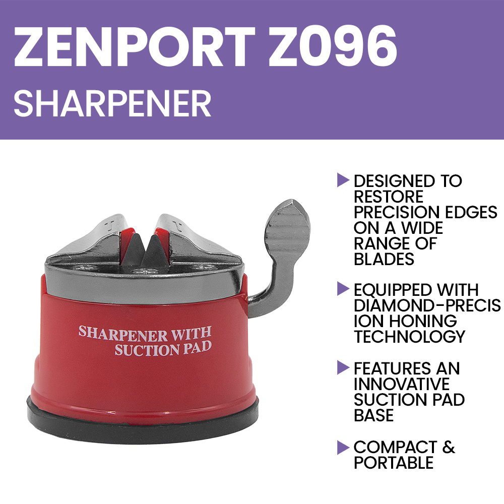 Zenport Z096 Blade Sharpener with Suction Attachment, Red