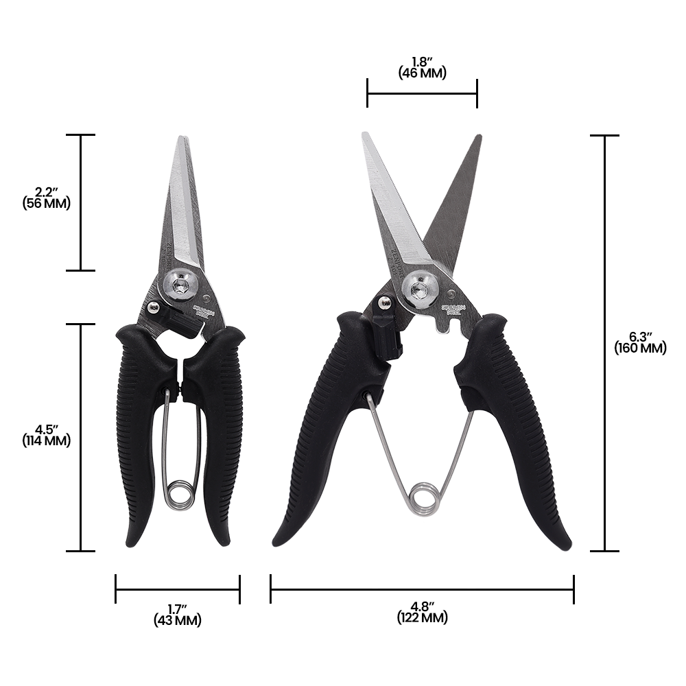 Zenport Z101 Lightweight, All Purpose Shears, Single Serrated Blade, 2 Inch Stainless Steel Blades, Black