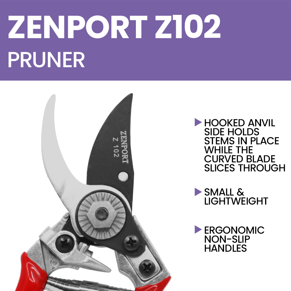 Podadora manual Zenport Z102 estilo suizo, 17,8 cm, hojas de 4,4 cm, color rojo