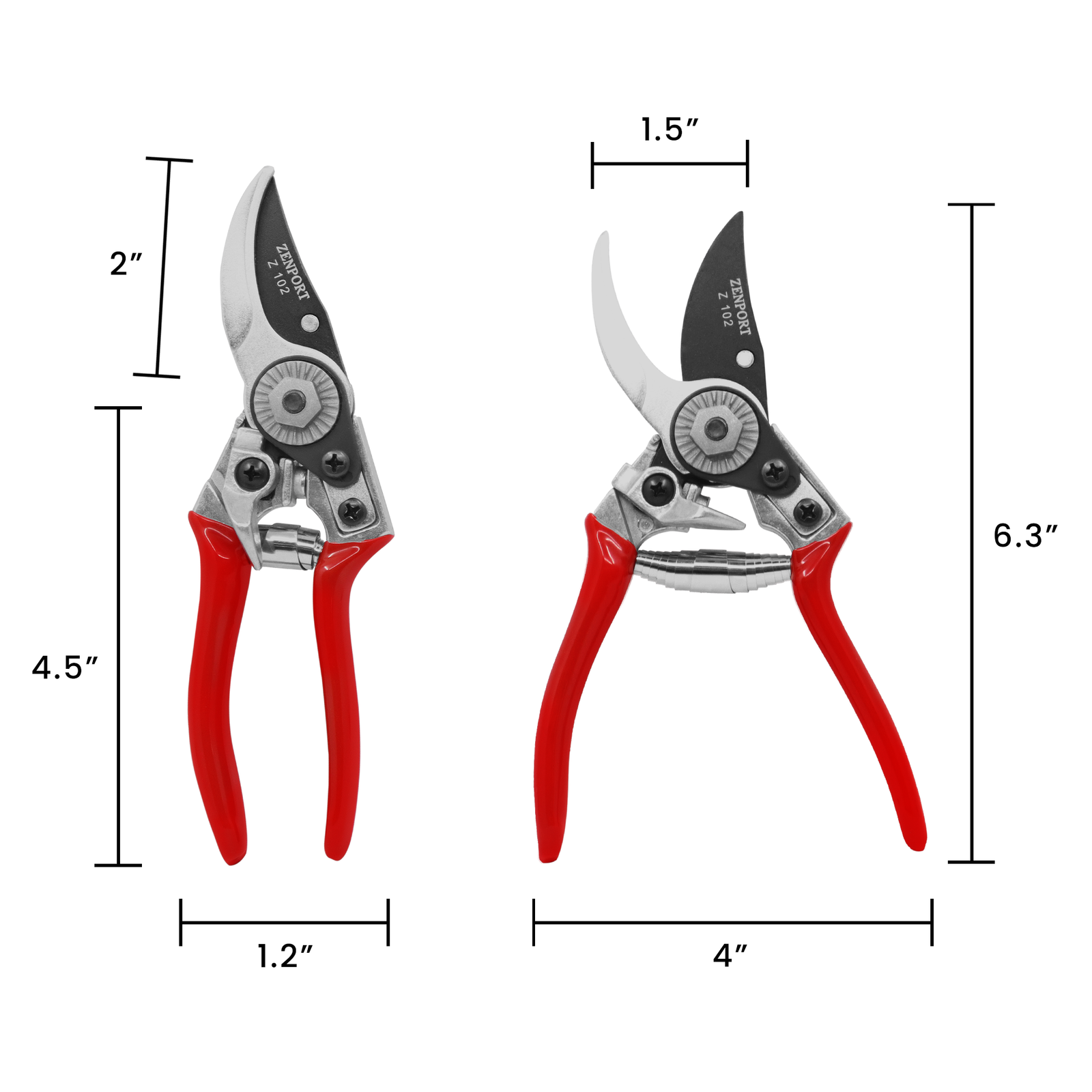 Podadora manual Zenport Z102 estilo suizo, 17,8 cm, hojas de 4,4 cm, color rojo