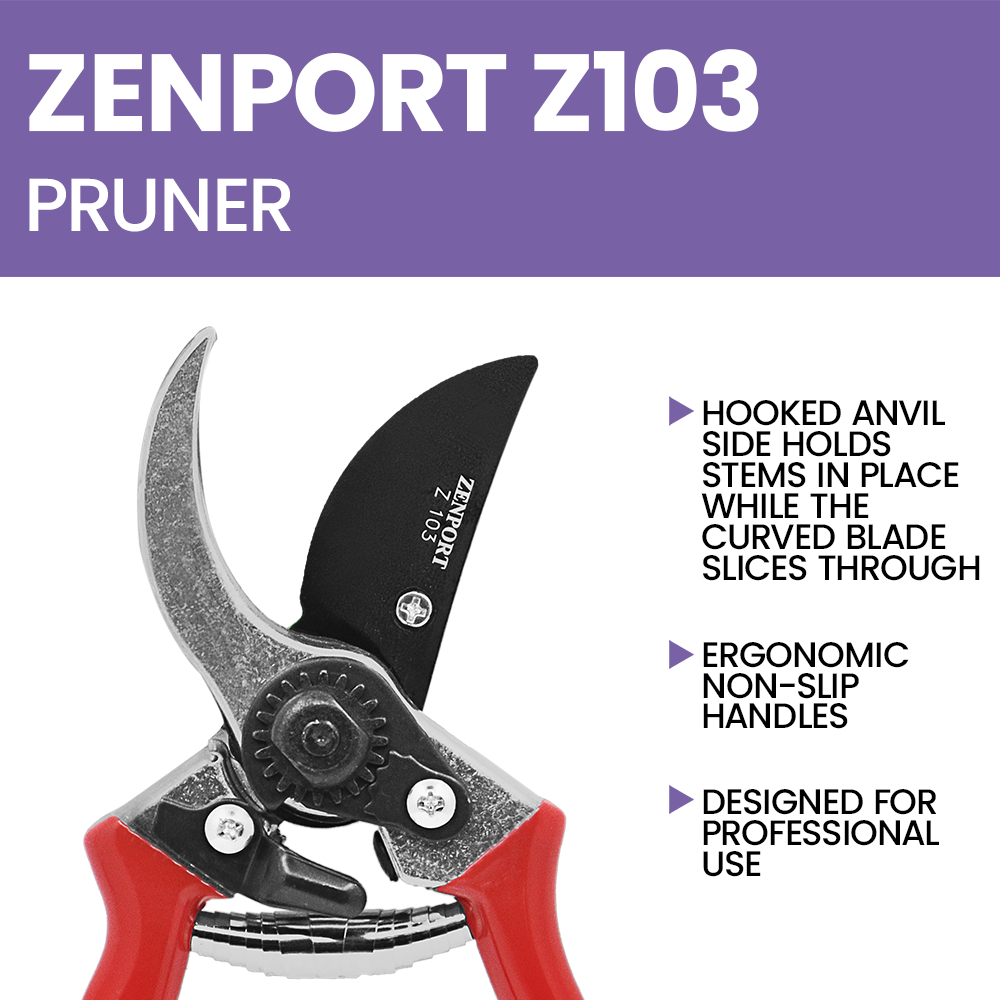 Tijeras de podar Zenport Z103, 8 pulgadas, hojas de 2 pulgadas, color rojo