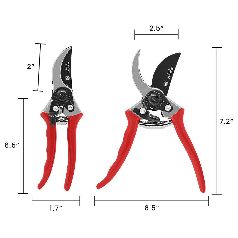 Tijeras de podar Zenport Z103, 8 pulgadas, hojas de 2 pulgadas, color rojo
