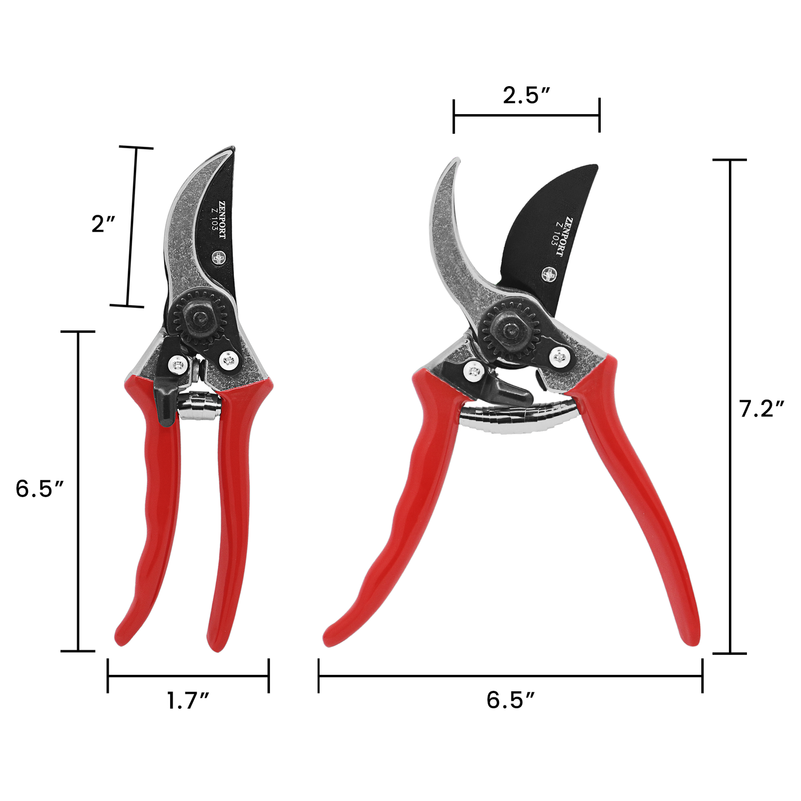 Zenport Z103 Pruning Shear, 8-Inch, 2 Inch Blades, Red