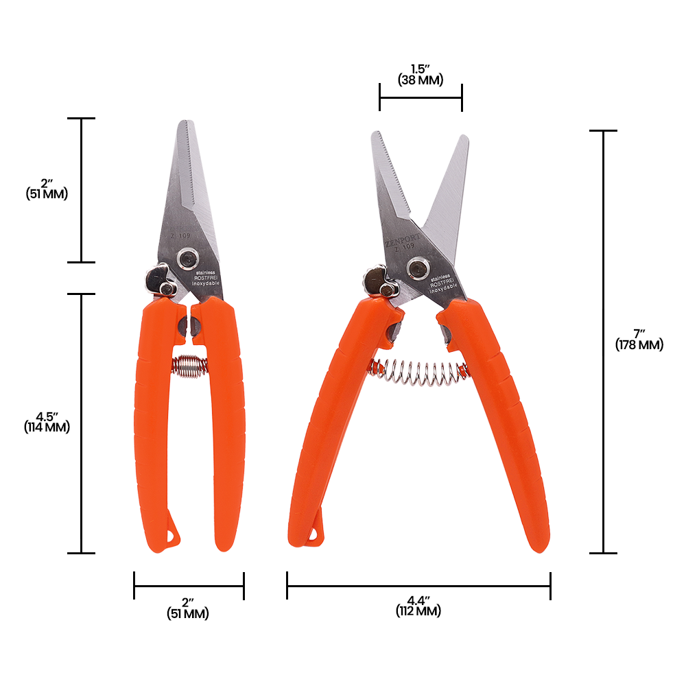 Tijeras para cortar ramos florales Zenport Z109, 7,5 pulgadas, color naranja