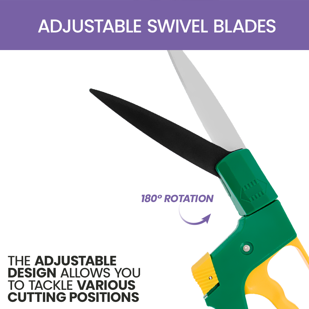 Zenport Z118 Grass Shears, 180-Degree Adjustable Blade Angle, Green