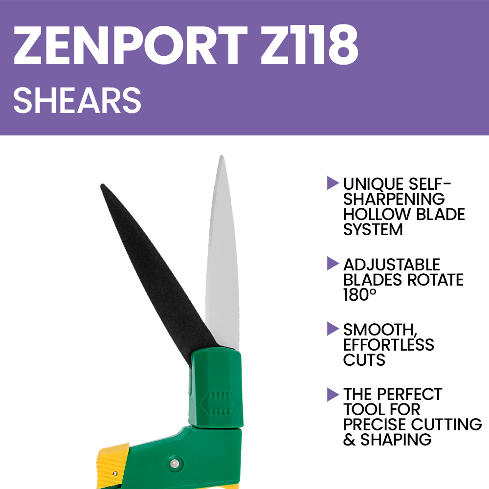 Zenport Z118 Grass Shears, 180-Degree Adjustable Blade Angle, Green