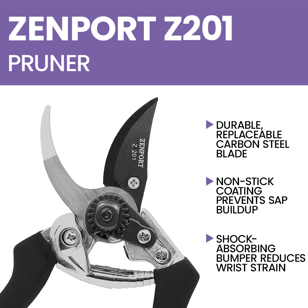 Podadora de bypass de alta resistencia Zenport Z201, 8 pulgadas, color negro
