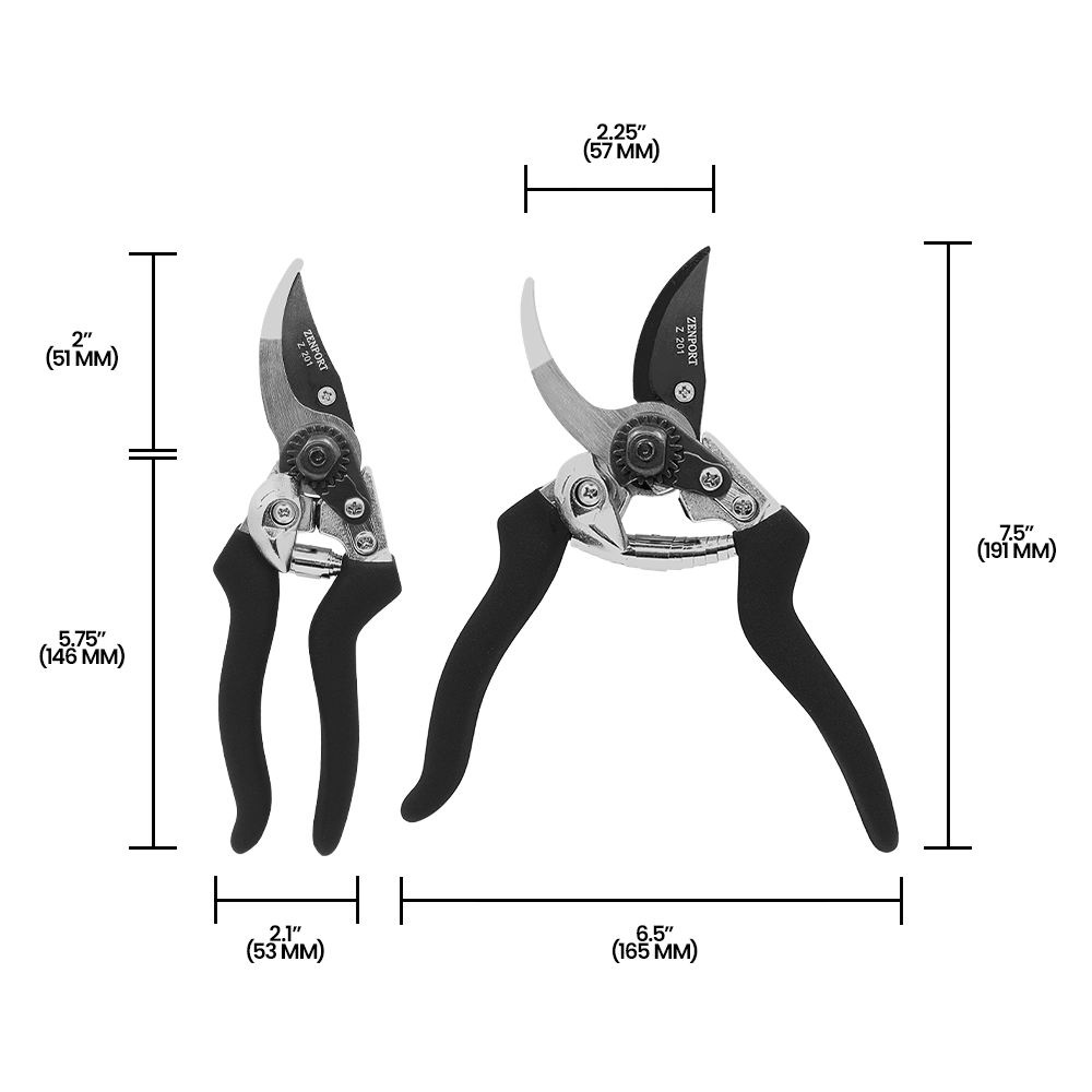 Podadora de bypass de alta resistencia Zenport Z201, 8 pulgadas, color negro