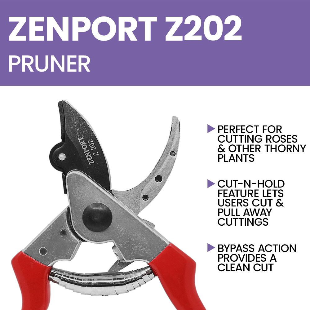 Zenport Z202 Heavy Duty Pruner, Cut-n-Hold, 8-Inch, Red