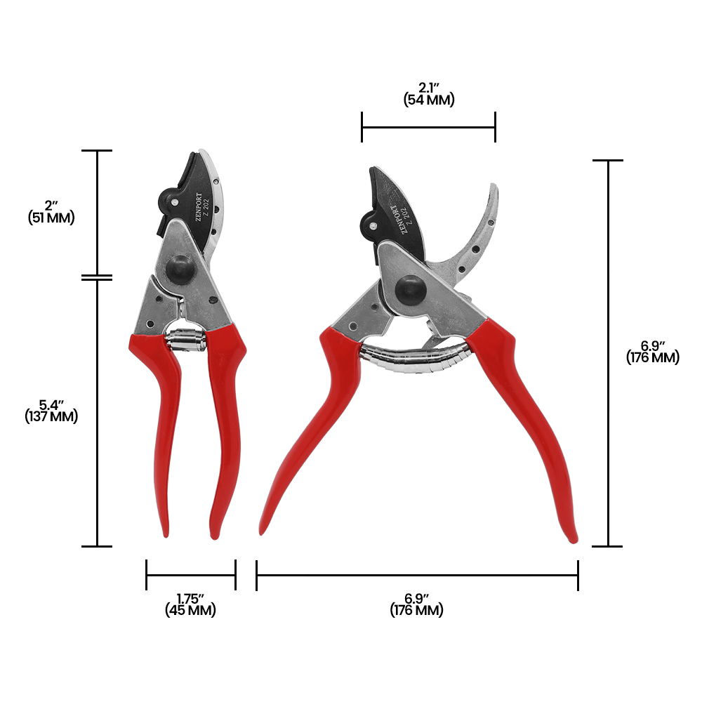 Zenport Z202 Heavy Duty Pruner, Cut-n-Hold, 8-Inch, Red