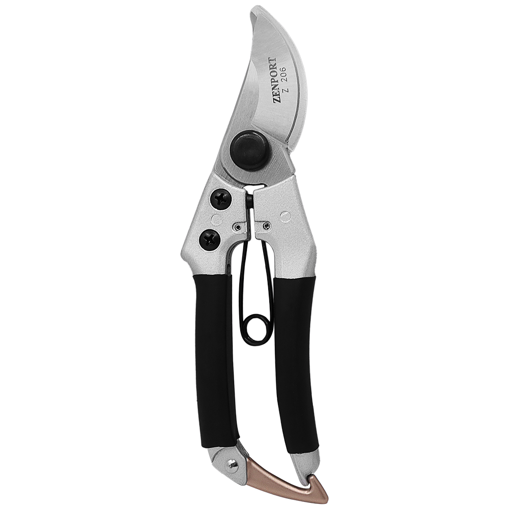 Zenport Z206 Deluxe Chrome-Plated Pruner, 7-Inch, Black