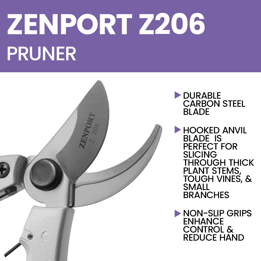 Zenport Z206 Deluxe Chrome-Plated Pruner, 7-Inch, Black