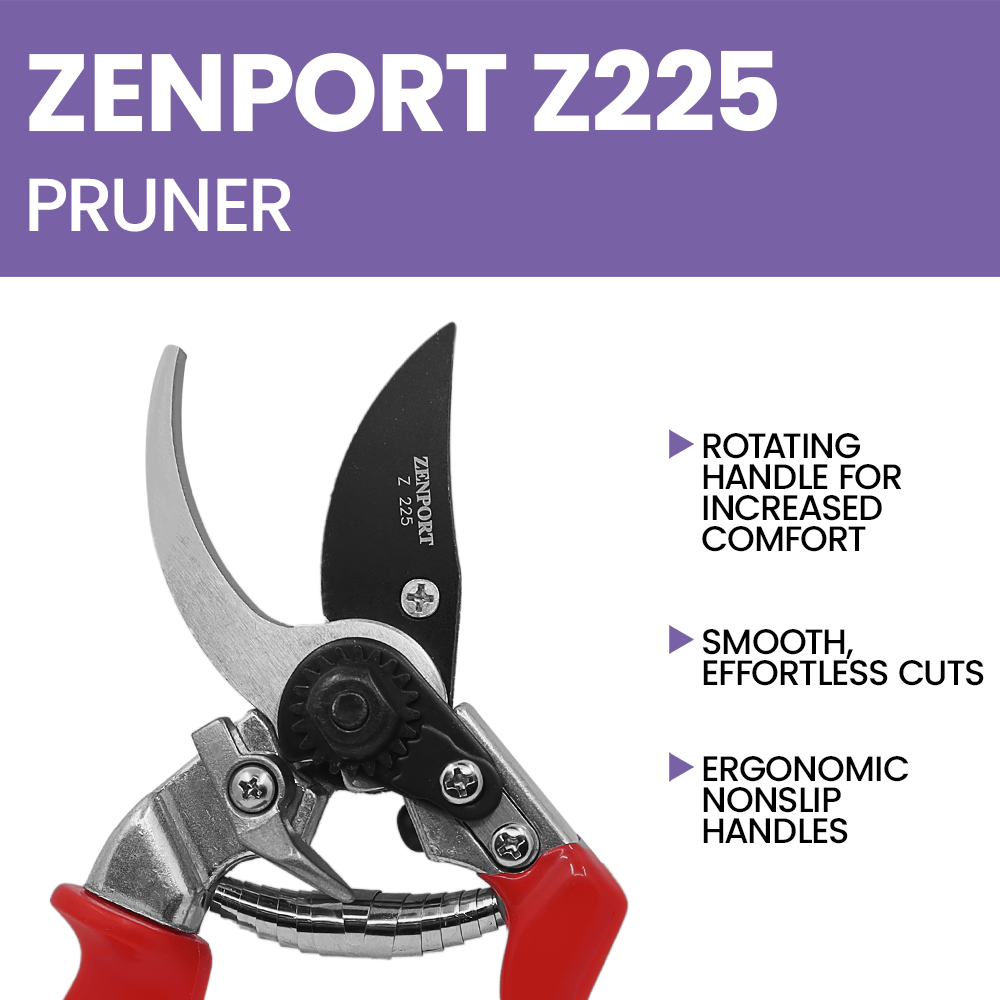 Zenport Z225 Bypass Pruner with Rotating Handle, 8.5-Inch, Red