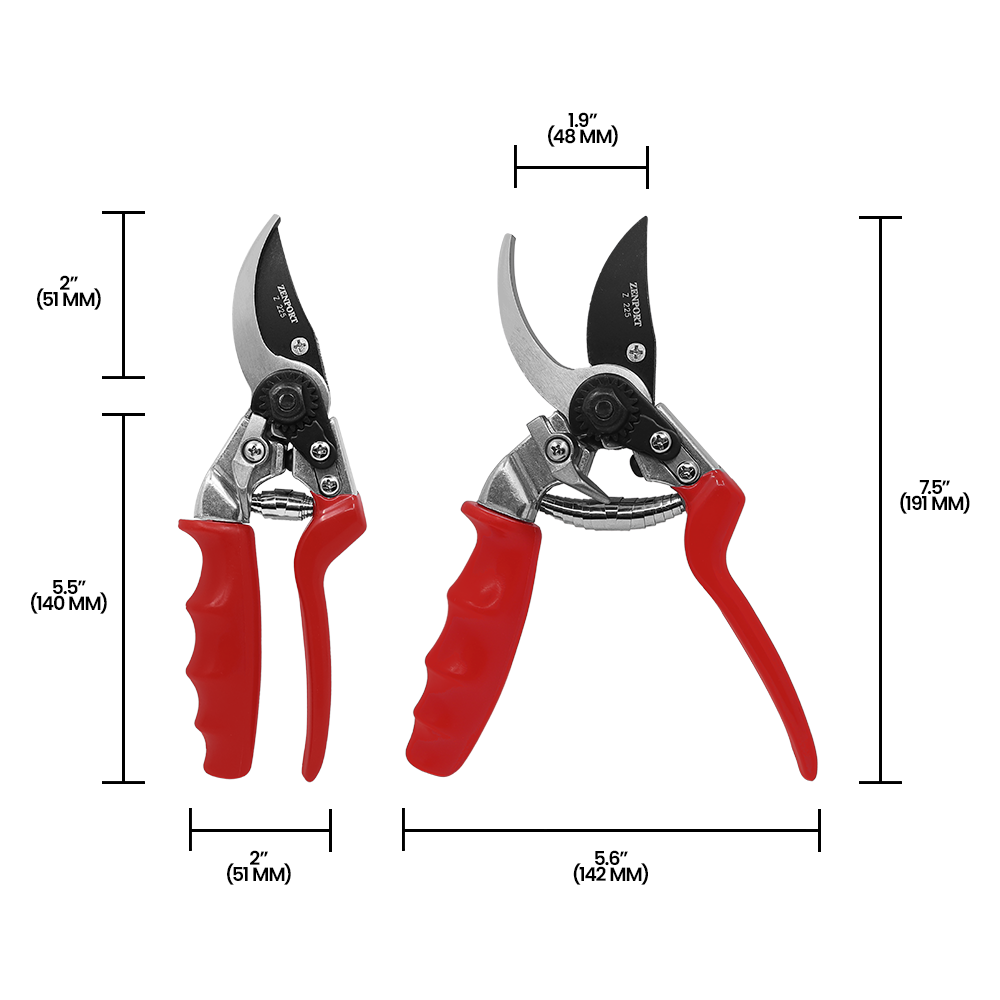 Zenport Z225 Bypass Pruner with Rotating Handle, 8.5-Inch, Red