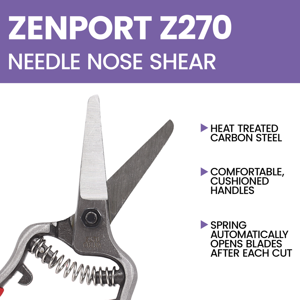Zenport Z270 6” Forged Straight Blade Needle Nose Shear, 1.5 Inch Blades, Red