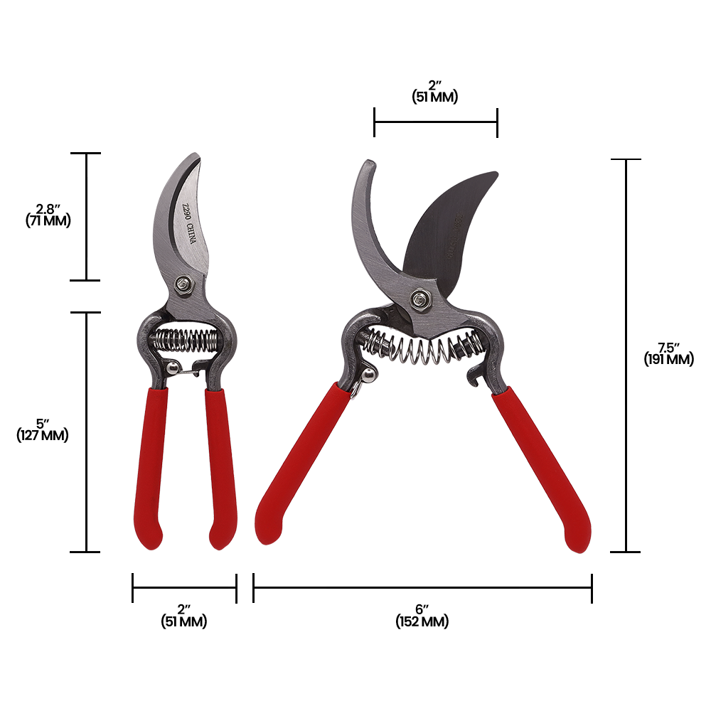 Zenport Z290 Classic 8-Inch Forged Steel Bypass Pruner, 2.5 Inch Carbon Steel Blades, Red