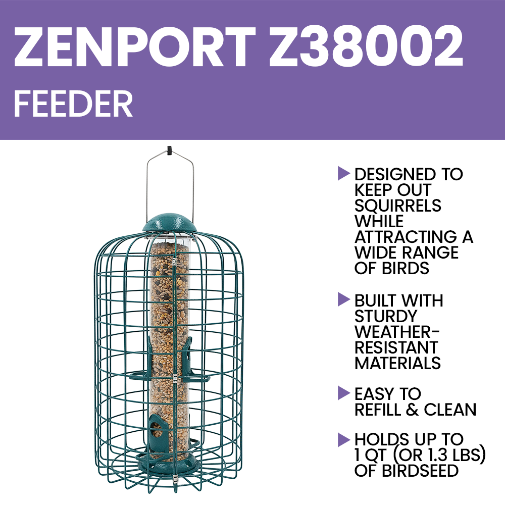 Zenport Z38002 Squirrel Resistant Caged Bird Feeder, Green