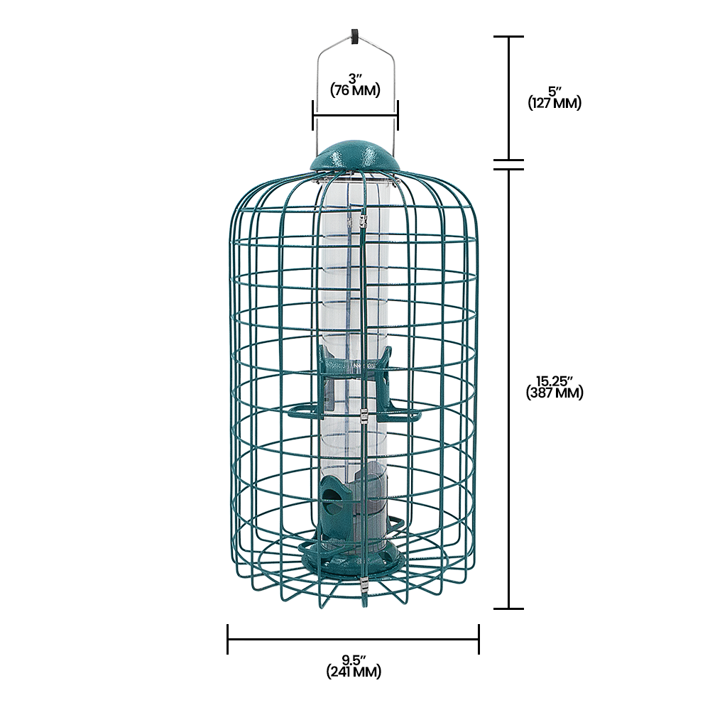 Zenport Z38002 Squirrel Resistant Caged Bird Feeder, Green