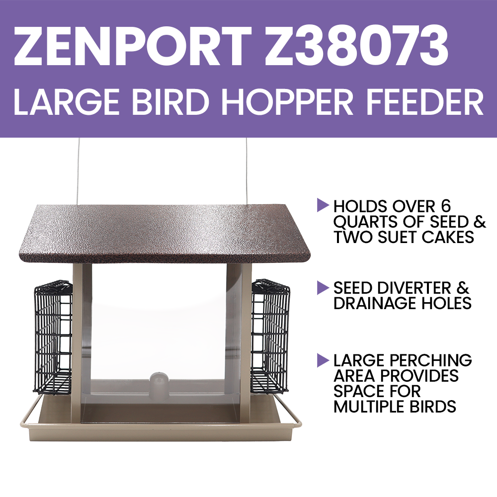 Zenport Z38073 Large Bird Hopper Feeder, Beige