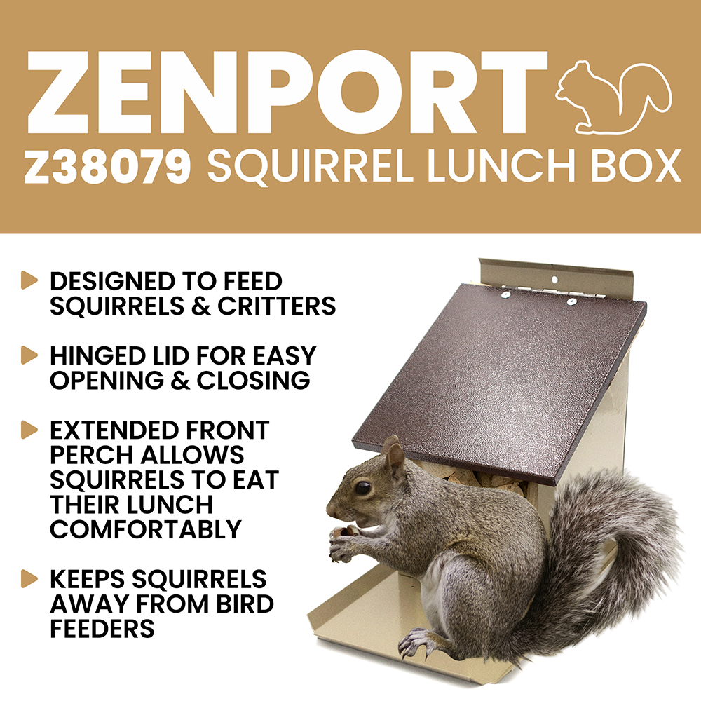 Zenport Z38079 Squirrel Lunch Box Hopper Squirrel Feeder - Helps Divert Squirrels Away from Dedicated Bird Feeders